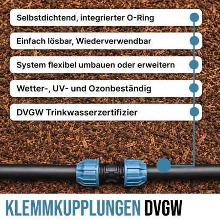 Profi Tropfbewässerung Komplettset 50m/100m für Hecken, Pflanzreihen & Beete - inkl. Netafim Druckminderer, Filtereinheit & Klemmkupplungen